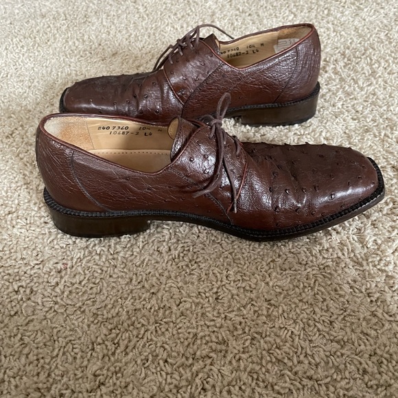 Studio Belvedere Full Quill Ostrich Leather Oxford Dress Shoes - Size 10.5 - Picture 7 of 16